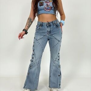 Vintage Gasoline Low Rise Flare Leg Button Up Y2K Rodeo Western Jeans Size 11